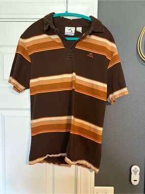 Kirra Brown Striped Polo with Tan and Cream Bands